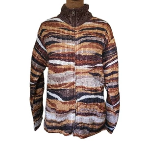 Pleats Collection by Pings Imports Zip Up Jacket Size S Wave Satin Earthy Herbst - Bild 1 von 9