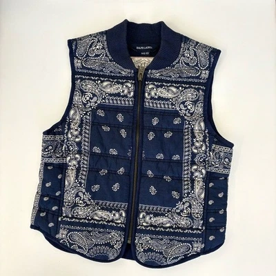 Ralph Lauren || Chaleco Acolchado Estampado Bandana Azul Marino Occidental Mediano 8-10 Foto 1 de 4
