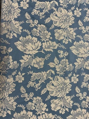 Blue Floral Damask Fabric Part Roll 1.3 Metres x 5 Metres - Image 1 of 4