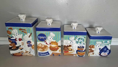 Danbury Mint 2000 The Pillsbury Doughboy Canister Collection w/Lids 8 Pc Set VTG - Image 1 of 4