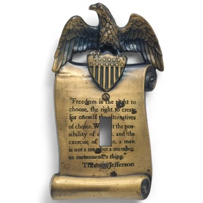 Thomas Jefferson Light Switch Cover Plate Brass Tone GIM MC Co 3036 Eagle - Image 1 of 4