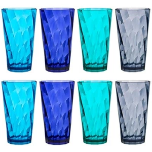 Optix Plastic Reusable Drinking Glasses (Set of 8) 20oz Water Cups in Coastal... - Picture 1 of 9