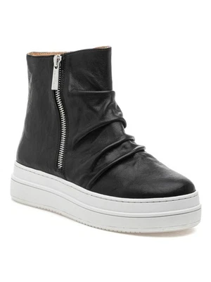 J SLIDES Mujer Negro Punta Tina Plataforma Cuero Tenis Atléticos Zapatos 8 M Foto 1 de 4