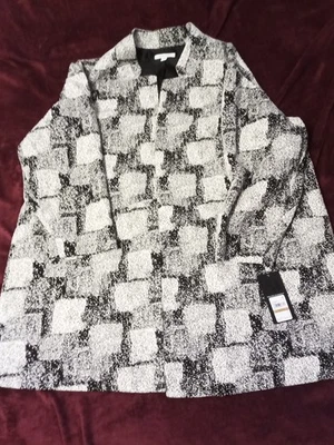 NWT Nine West Women's Long Sleeve Open Front Jacket Size 3X Black/White/Gray - Image 1 of 4