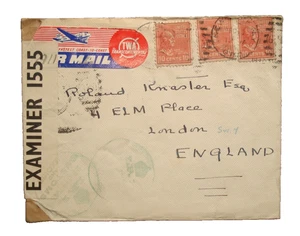 US SC 815 CENSORED AIR MAILPOSTAL COVER to ENGLAND 1943 WW2 - Picture 1 of 2