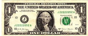 $1 2017A Fancy Serial J22222052A 6/8!!! - Picture 1 of 1