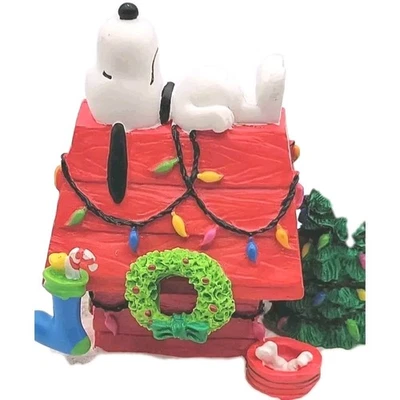 Snoopy On Decorado Rojo Perro Casa Navidad Vacaciones Vela Topper 3" Foto 1 de 4