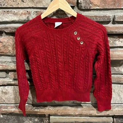 Abercrombie Kids Red Cable Knit Cotton Blend Sweater - Image 1 of 4