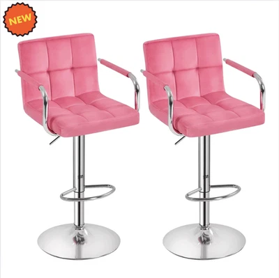Taburetes De Bar Bancos Para Barra De Cocina Sillas Juego de 2 Taburetes De Bar Rosa NUEVO Foto 1 de 4