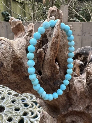 Turquoise Crystal Beaded Bracelet 6mm - Image 1 of 4