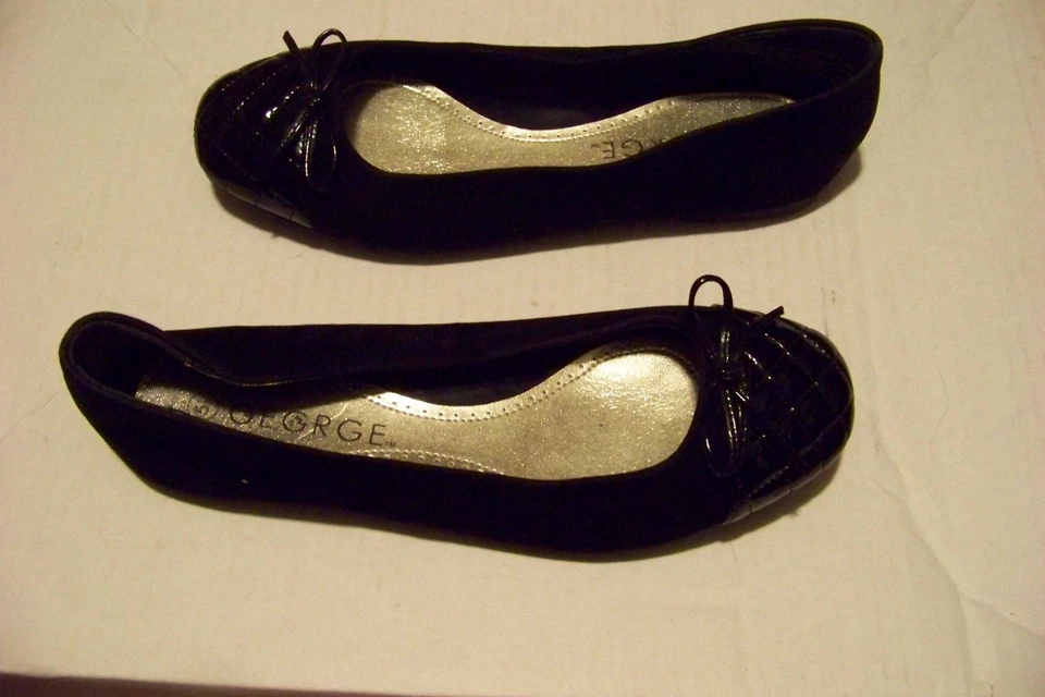 Mujer George Quinn Negro Tela Acolchada Puntera Zapatos Planos Sin Cordones Talla 5 1/2 Foto 1 de 1
