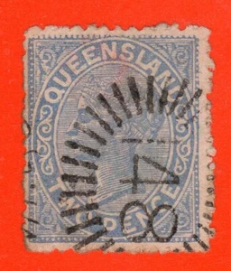 QUEENSLAND 1883-1892 Y&T 52a REINA VICTORIA VARIEDAD L y A UNIDAS EN LA BASE - Bild 1 von 1
