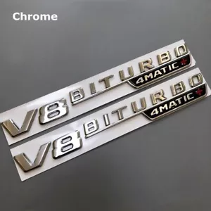 2Pcs Chrome Vent Fender V8 Biturbo 4Matic+ Sticker Emblem Fit For Benz AMG W213 - Picture 1 of 11
