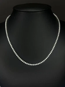 Stunning!!! 4.88ct 100% Natural Round Diamond Tennis Line Necklace, White Gold - Picture 1 of 7