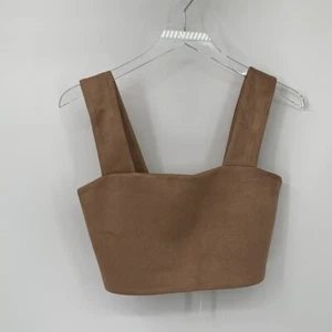 Susana Monaco Cropped wide strap tank top shirt blouse fitted sand tan new XS - Picture 1 of 3