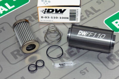 Filtro de combustible en línea DW 110 mm 100 micras acero inoxidable E85 prebomba 10 AN ORB Foto 1 de 4