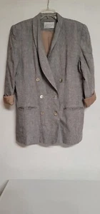 LORD & TAYLOR GRAY SIZE 12 LONG SLEEVES 6 BUTTONS 100% LINEN WOMEN'S BLAZER  - Picture 1 of 4