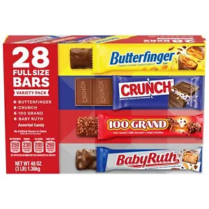 Butterfinger CRUNCH Baby Ruth and 100 Grand Bulk 28 Pack Assorted Full Size C... - Picture 1 of 7