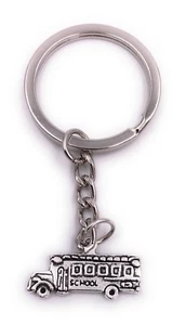 School Bus Keychain Silver Made Of Metal - Picture 1 of 1