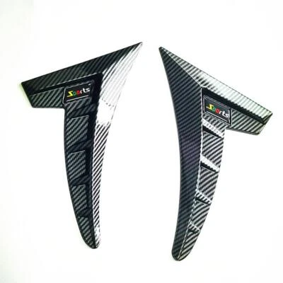 2 piezas pegatinas adhesivas de molduras de ventilación de admisión de flujo de aire de fibra de carbono para guardabarros lateral para automóvil  Foto 1 de 4