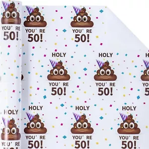 Funny 50th Birthday Gift Wrapping Paper - Mini Roll - 17 Inch X 33 Feet - Holy!! - Picture 1 of 6
