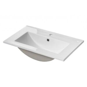Modern Mid Edge High Gloss Ceramic Bathroom Vanity Wash Basin Sink White 600mm