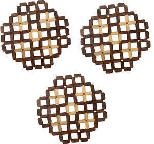 3PC Bamboo Trivet Mats Pot Holder for Oven Heat Resistant Coaster Hot Pad Brown - Picture 1 of 2