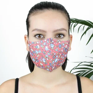 GESICHTSMASKE MUNDBEDECKUNG BLUMEN BAUMWOLLE 3 SCHICHTEN VERSTELLBAR OHREN WASCHBAR HERGESTELLT IN UK - Bild 1 von 6
