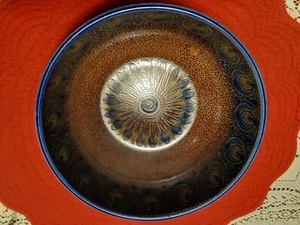 Vintage Hand Painted Handgemalt Pottery Bowl Signed Stunning Colors 7 3/4" x 3" - Picture 1 of 5