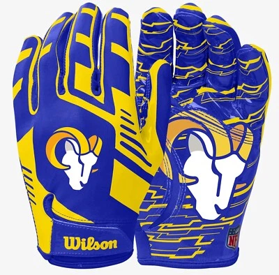 Guantes de fútbol americano receptores de ajuste elástico de los Angeles Rams NFL Foto 1 de 3