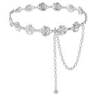 Rose Waist Chains Belts for Women, Adjustable Flower Bridal Wedding Belt Silver