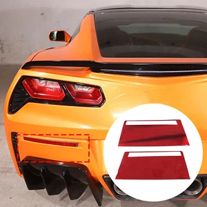 Carbon Fiber Rear Bumper Fog Light Panel Trim Sticker For Corvette C7 2014-2019 - Picture 1 of 11