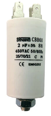 SR PASSIVES Condensateur moteur de démarrage / permanent 2µF 2uF 450V à cosses + vis CBB60