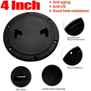 Marine 4'' Inch Screw Out Black Plastic Round Deck Plate Inspection Hatch - Picture 1 of 14