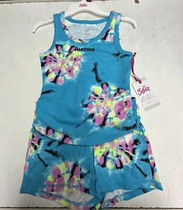 Justice Girls Cinch Side Tank & Short Outfit Set - Size: S (7/8) Turquoise NWT - Picture 1 of 2