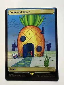 MTG Spongebob Command Tower Error Misprint Miscut, Foil, New/Unplayed - Picture 1 of 3