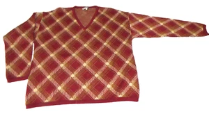 Suéter Emporio Armani Rust & Beige Lana Merino Para Hombre Cuello en V Talla 32 COMO ESTÁ - Imagen 1 de 4