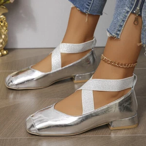 Zapatos informales de vestir Mary Jane con puntera cuadrada cruzados y correa al tobillo para mujer - Imagen 1 de 9