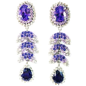 OHRRING aus Swarovski ELMT Kristall LILA Hänger 18K vergoldet Birne lang - Bild 1 von 3