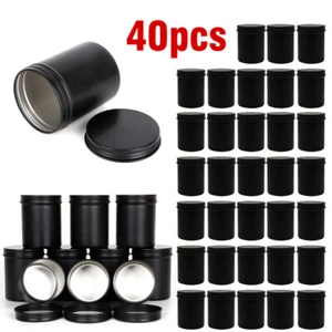 AU 10/20/30/40/50 PCS Candle Making Tins 200ml Black XMAS Candle Jars Containers - Picture 1 of 25