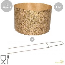 Kit Spillone con 10 Stampi Panettone Alto Cellulosa 1 Kg