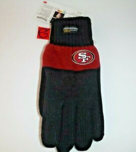 NFL San Francisco 49ers Two Tone Knit Thinsulate Lining Gloves ULTRA INSULATION