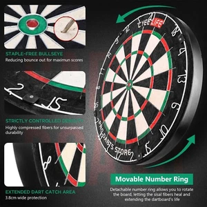 Tablero de dardos de cerdas de sisal CyeeLife PRO 18 pulgadas para dardos con punta de acero - Imagen 1 de 7