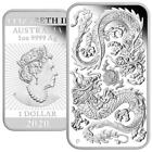 Srebrna moneta Smok 2020 - Australia - Moneta prostokątna - 1 uncja PP