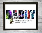 Personalised Star Wars Name Word Art Gift Birthday Fathers Day Frame print