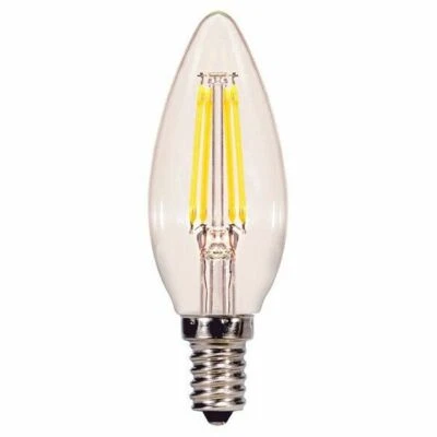2 Pack- Satco S21702 - 4.5W CTC/LED/27K/CL/120V/CD B11 Candelabra E12 Warm White - Image 1 of 2