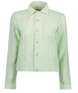 L'Agence Women Linen Celine Jacket Slim Mint Light Green Denim Style SZ S NWT - Picture 1 of 17