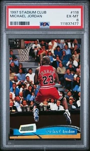 PSA 6 ex-near mint 1997 STADIUM CLUB #118 MICHAEL JORDAN - The Dunk shot amazing - Picture 1 of 2