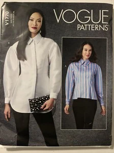 Vogue V1770 Nähmuster Damenbluse umklappbarer Kragen verdeckter Knopf 16-24 - Bild 1 von 2