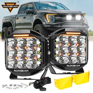 2x AUXBEAM 7" 228W Round LED Side Shooter Light Pods Amber DRL & Covers for Ford - Picture 1 of 12